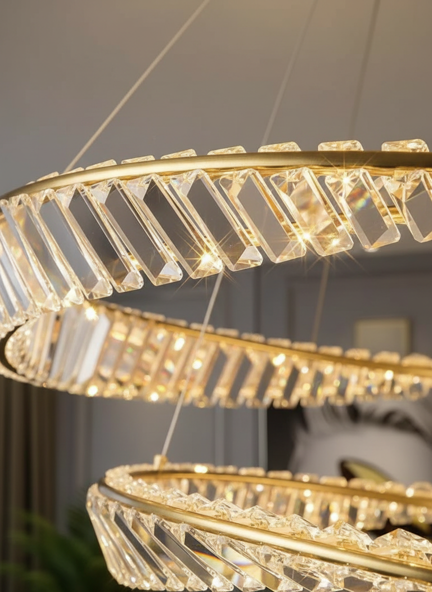 Aurelia 80cm Double Halo K9 Crystal Chandelier Angle 3