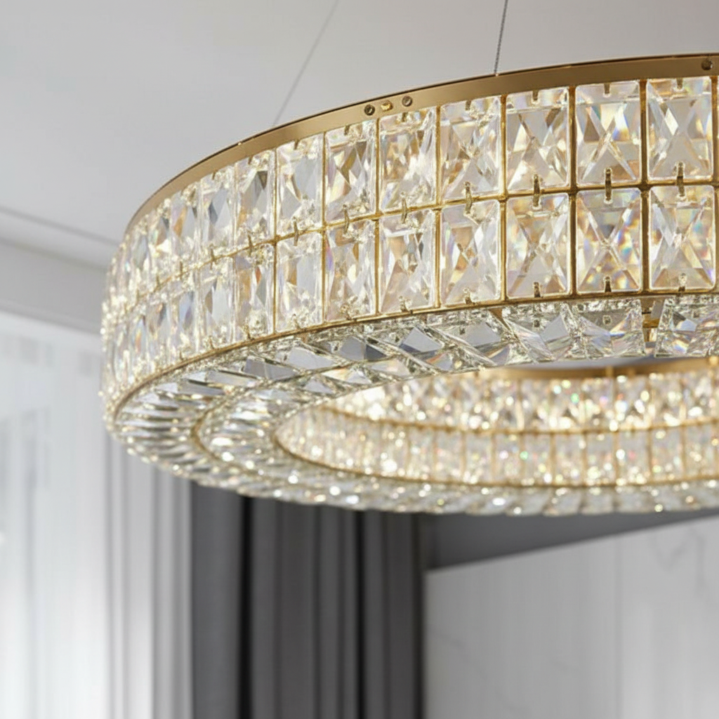 Aurelia 80cm Double-Ring K9 Crystal Chandelier Angle 3