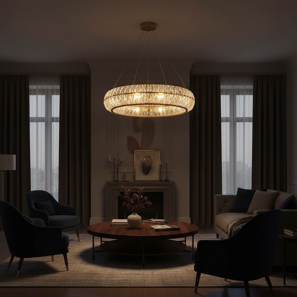 Aurelia 80cm Dual-Ring K9 Crystal Chandelier Detail Perspective
