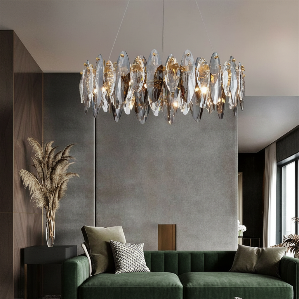 Aurelia 80cm Elliptical K9 Crystal Chandelier Primary Perspective