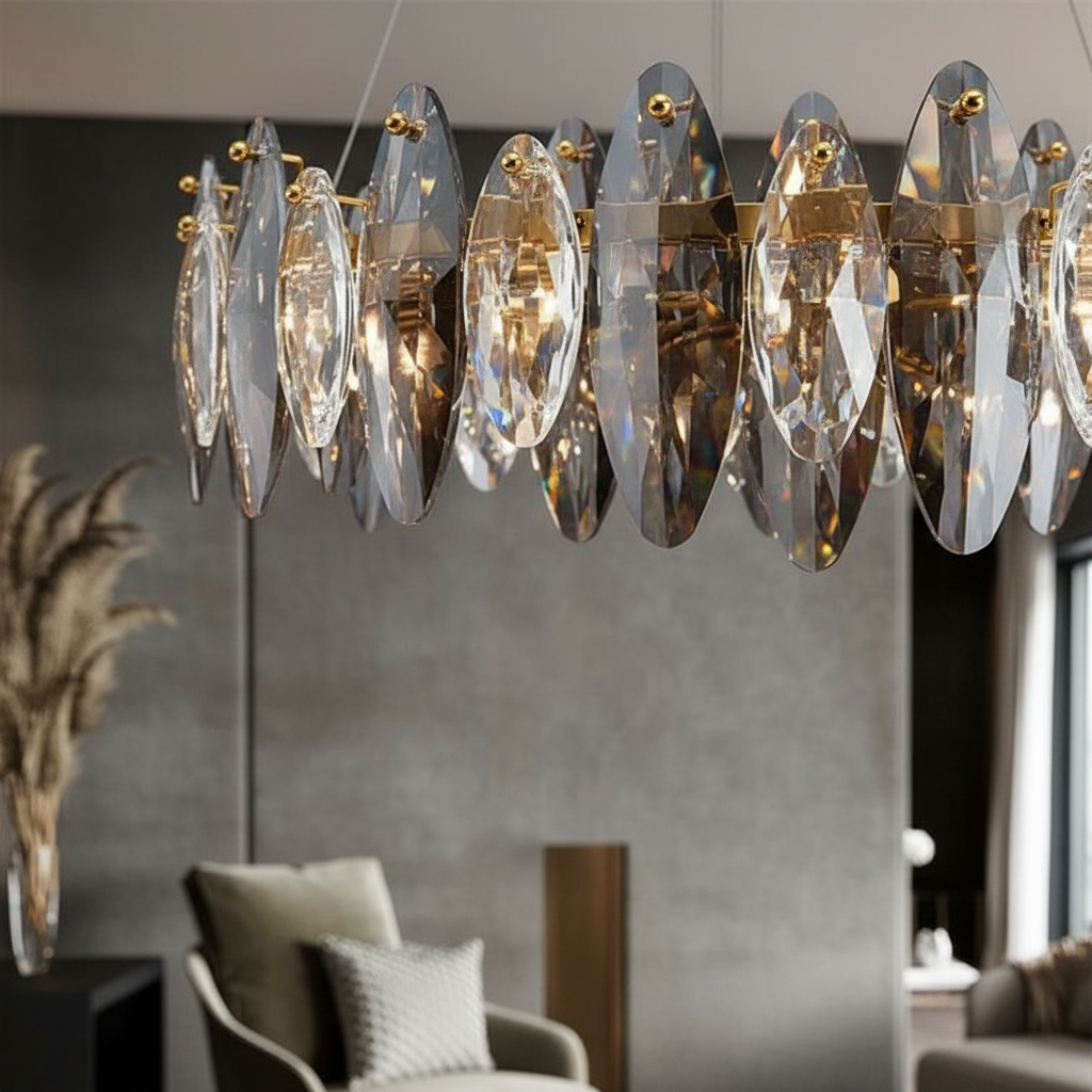 Aurelia 80cm Elliptical K9 Crystal Chandelier Angle 3