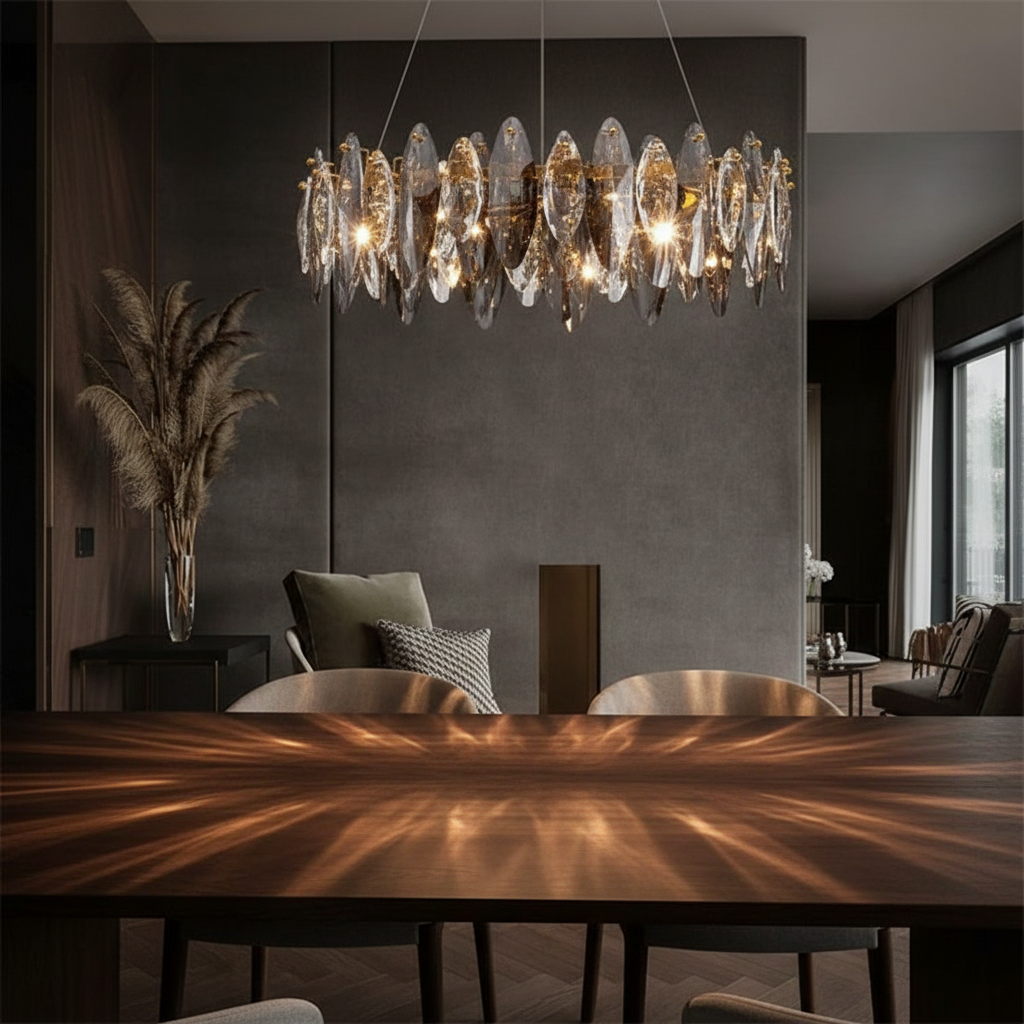 Aurelia 80cm Elliptical K9 Crystal Chandelier Detail Perspective