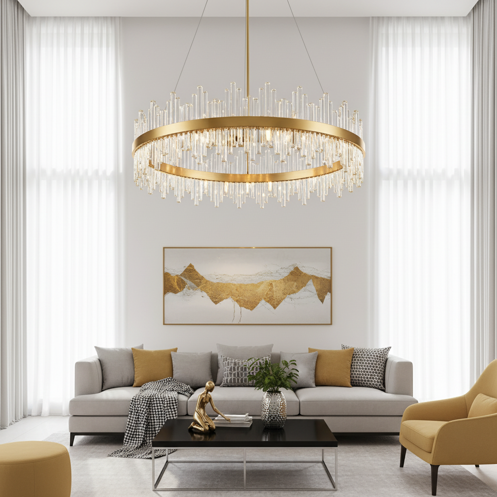 Aurelia 80cm K9 Crystal Halo Chandelier Primary Perspective