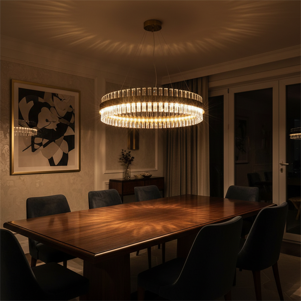 Aurelia 80cm K9 Crystal Ring Chandelier Detail Perspective