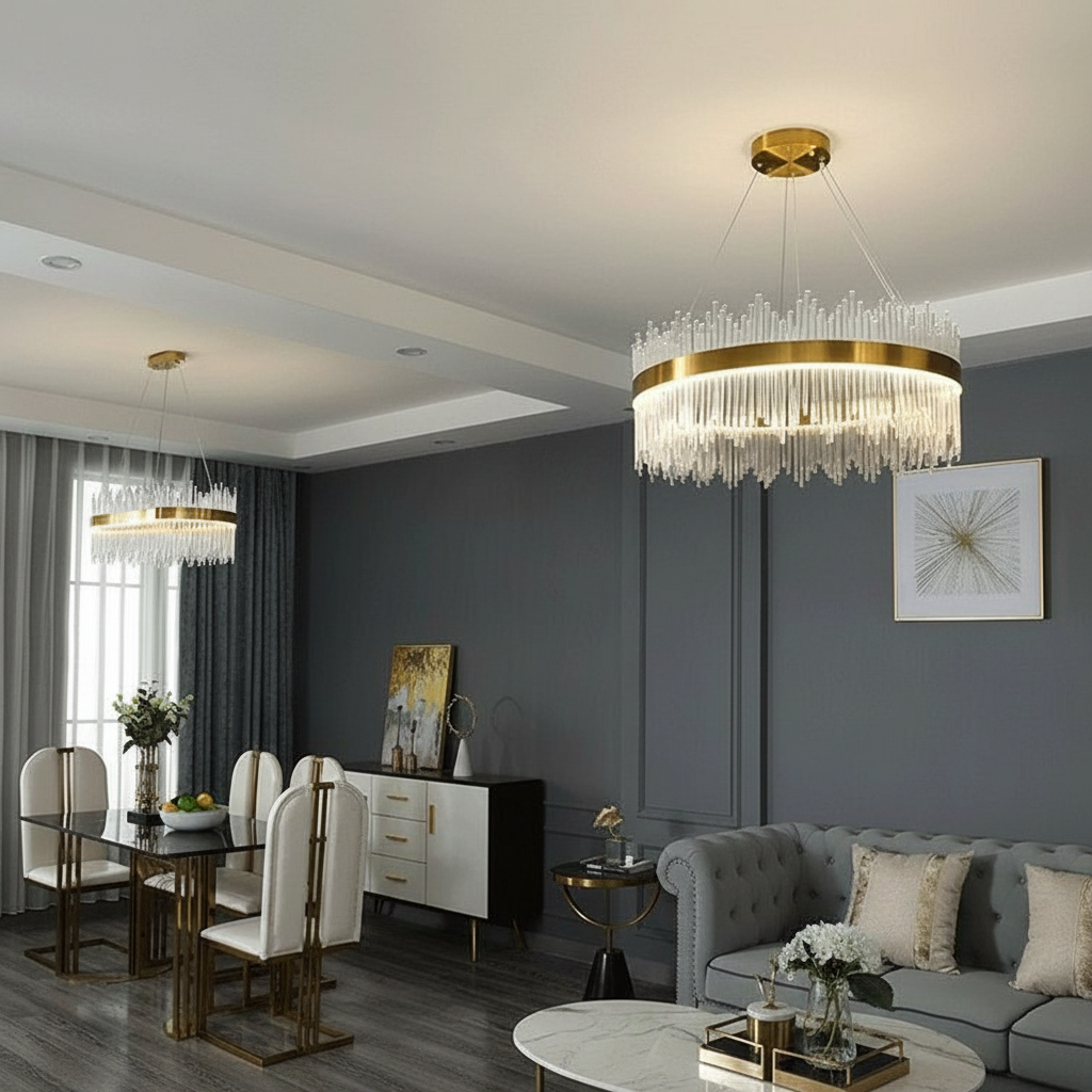 Aurelia 80cm Round K9 Crystal Chandelier Detail Perspective