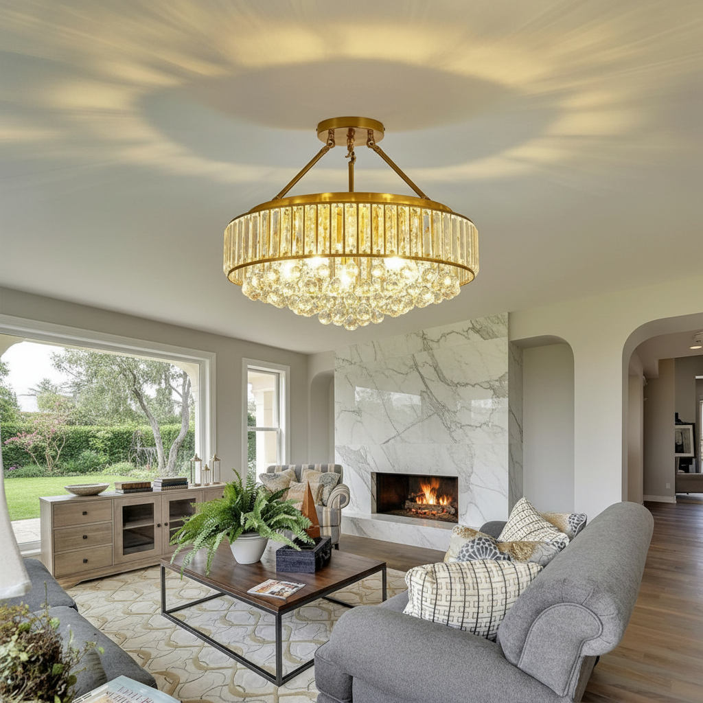 Aurelia 80cm Round K9 Crystal Drum Chandelier Primary Perspective