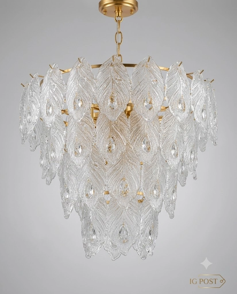 Aurelia 85cm Peacock Feather Crystal Chandelier