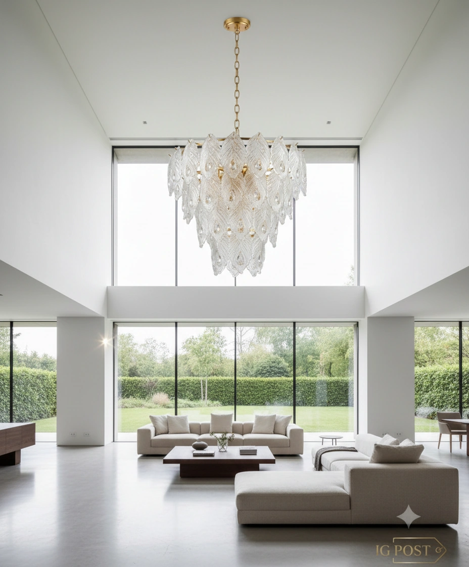 Aurelia 85cm Peacock Feather Crystal Chandelier Angle 2