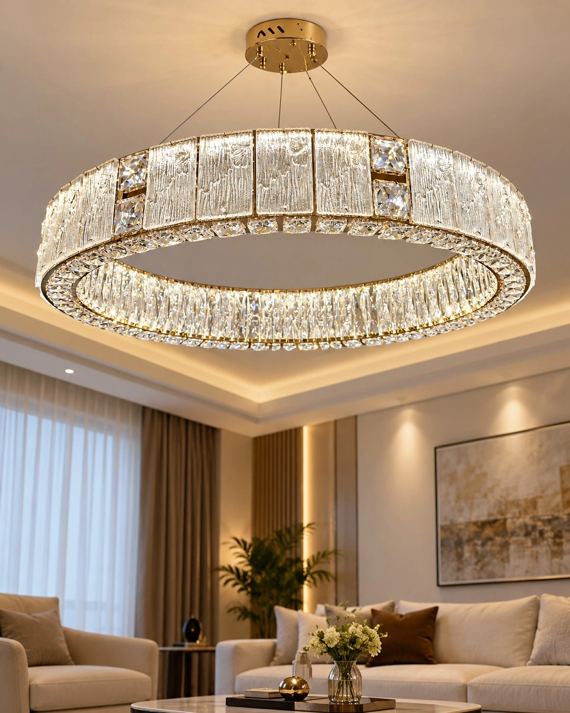Aurelia 90cm Grand Crystal Ring Chandelier