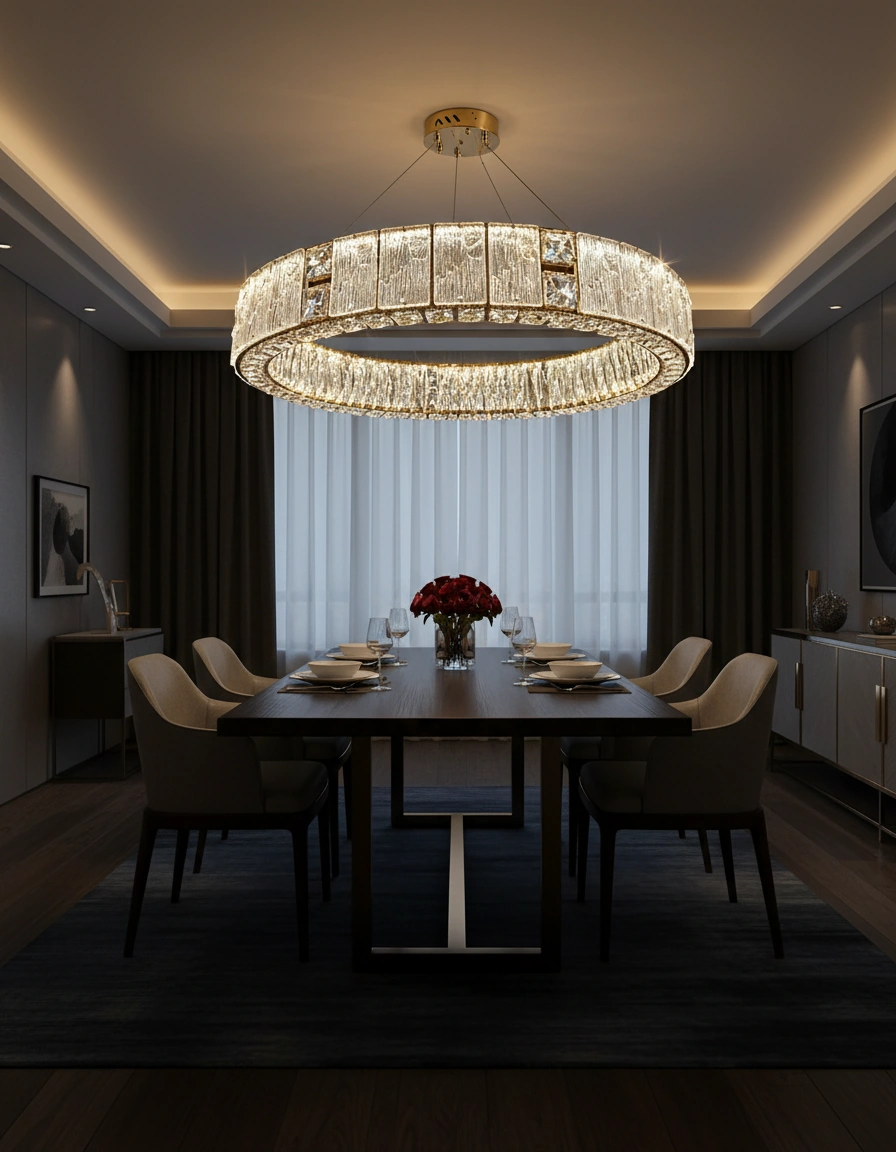 Aurelia 90cm Grand Crystal Ring Chandelier Angle 3