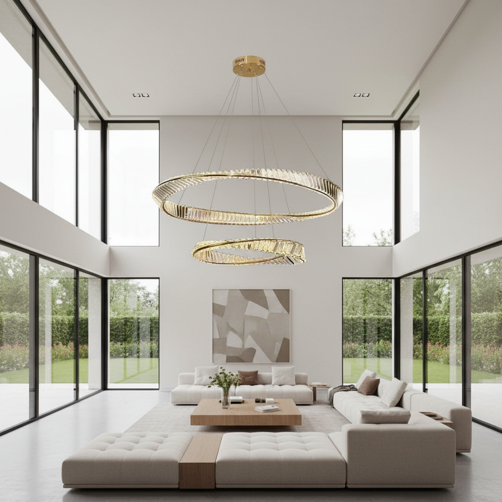 Aurelia Mobius 80cm Double Ring K9 Crystal Chandelier Primary Perspective