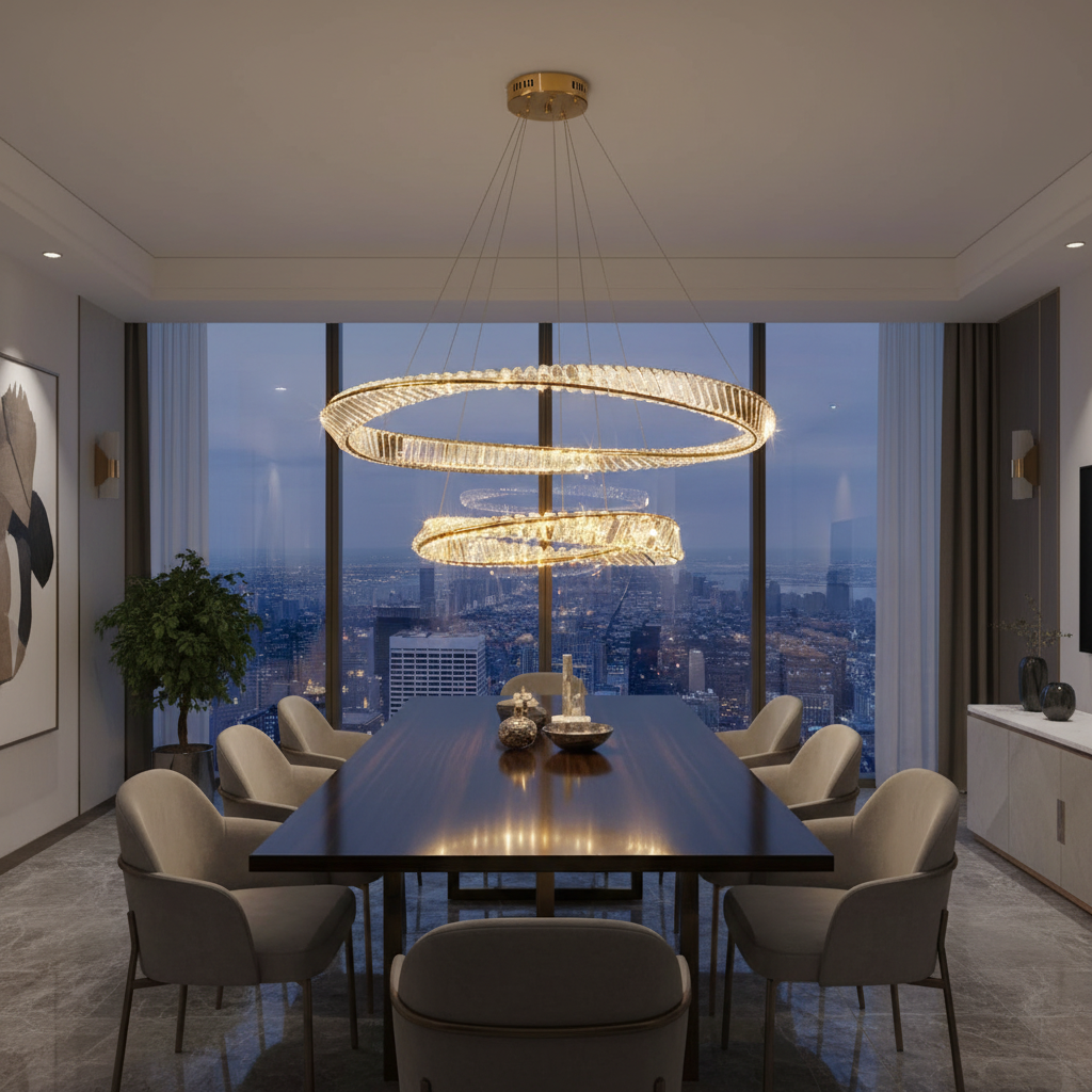 Aurelia Mobius 80cm Double Ring K9 Crystal Chandelier Detail Perspective
