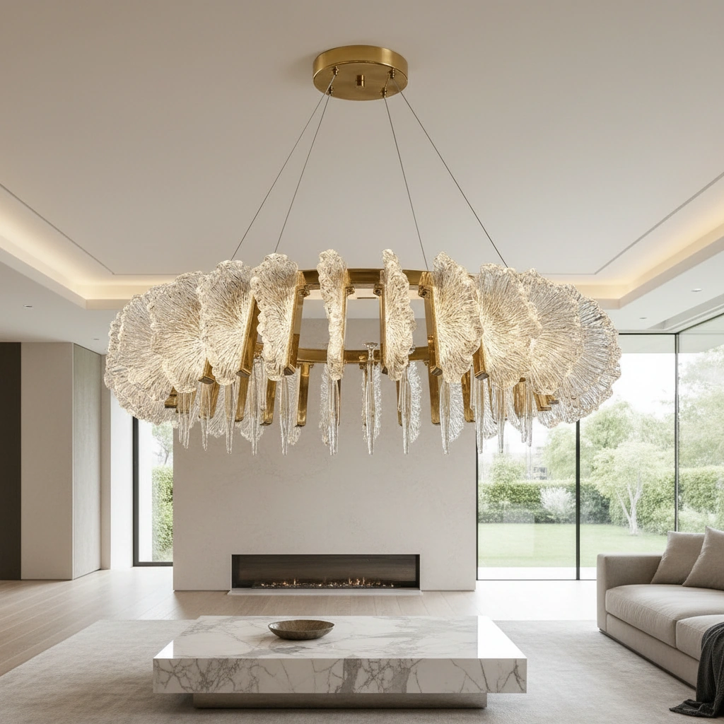 Aurelia Reef 80cm Textured Crystal Ring Chandelier Angle 2
