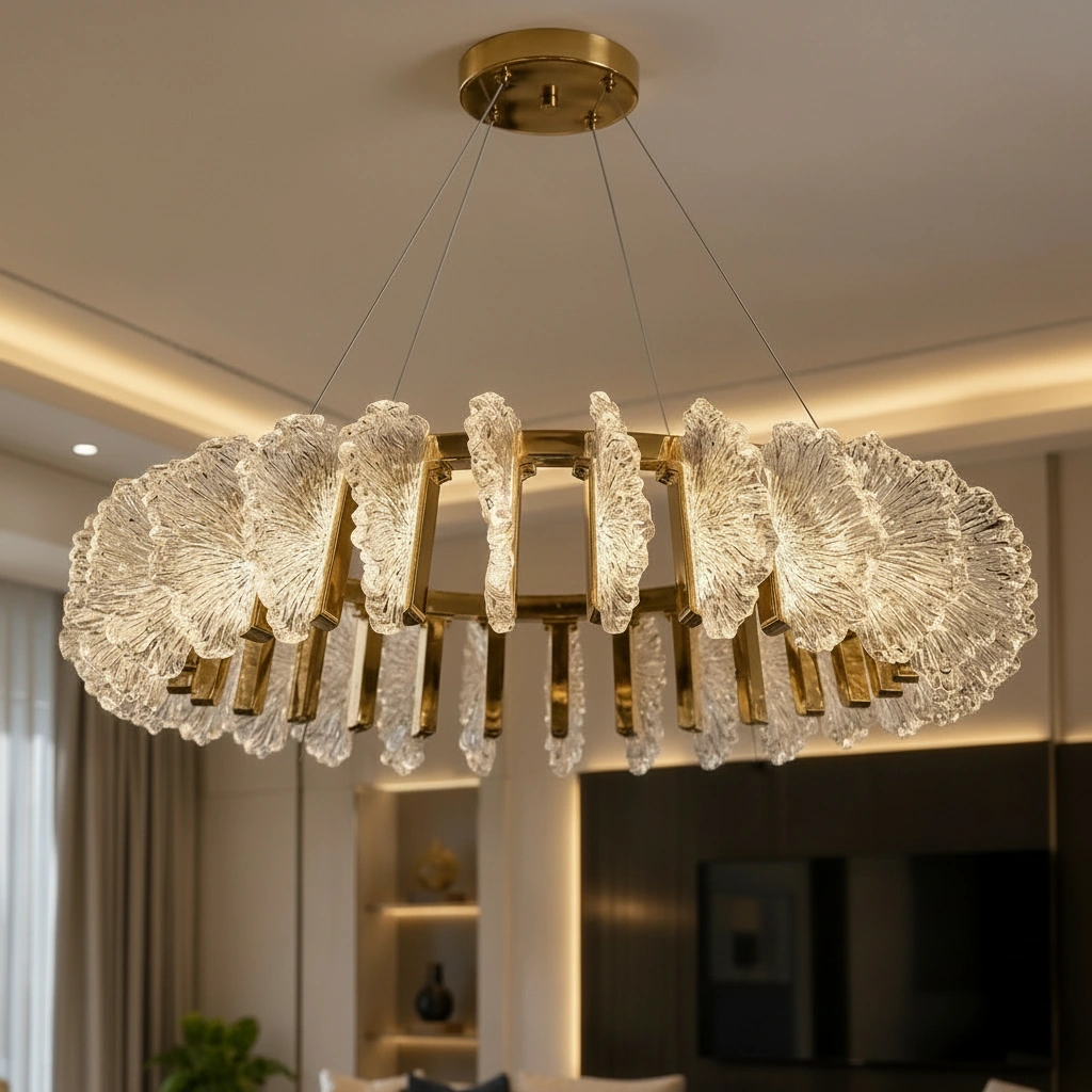 Aurelia Reef 80cm Textured Crystal Ring Chandelier Angle 3