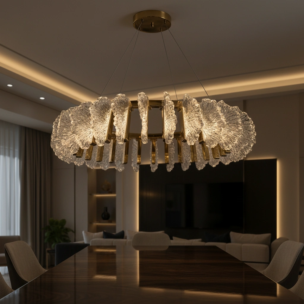 Aurelia Reef 80cm Textured Crystal Ring Chandelier Angle 4
