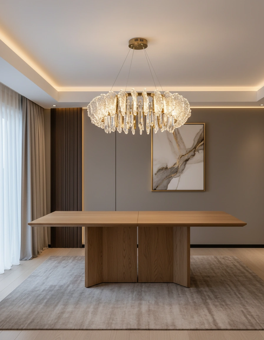 Aurelia TF-125 60cm Dual-Tier Crystal Chandelier Angle 2
