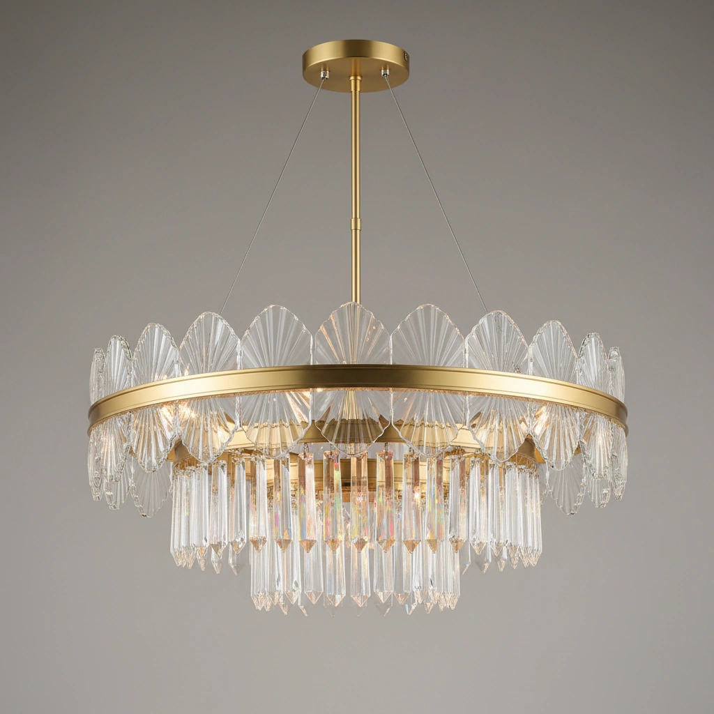 Aurelia TF-125 60cm Dual-Tier Crystal Chandelier Angle 3