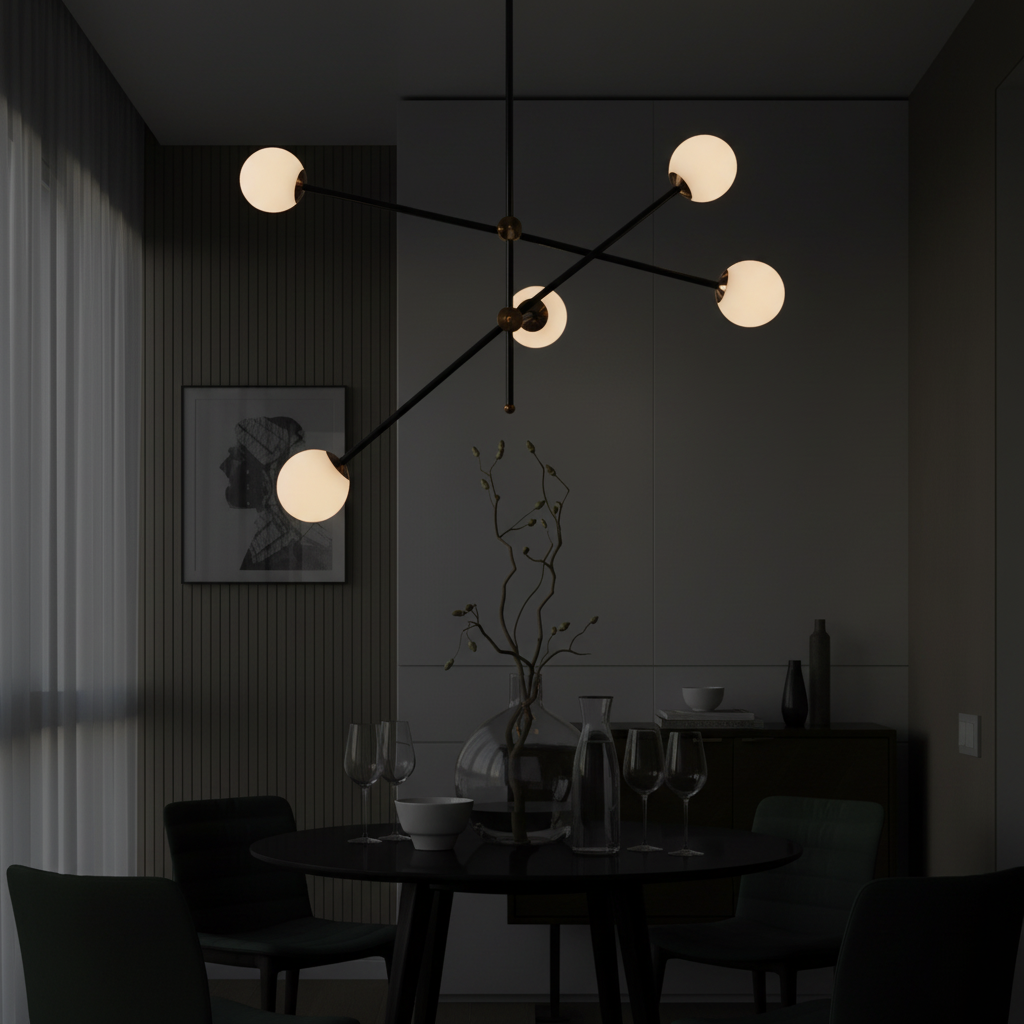 Axiom 5-Arm Modern Sputnik Chandelier Detail Perspective