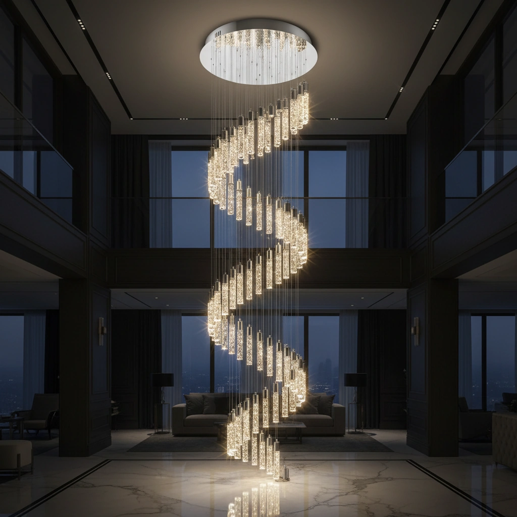 Cascada 28-Light Spiral Bubble Crystal Chandelier Angle 4