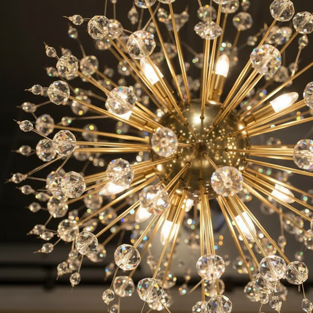 Celestia 80cm K9 Crystal Dandelion Chandelier Angle 3