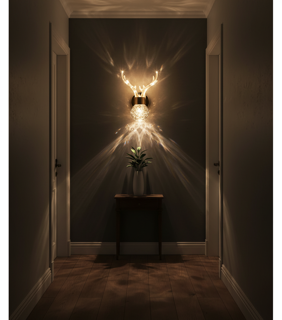 Cervus Crystal Antler Wall Sconce Detail Perspective