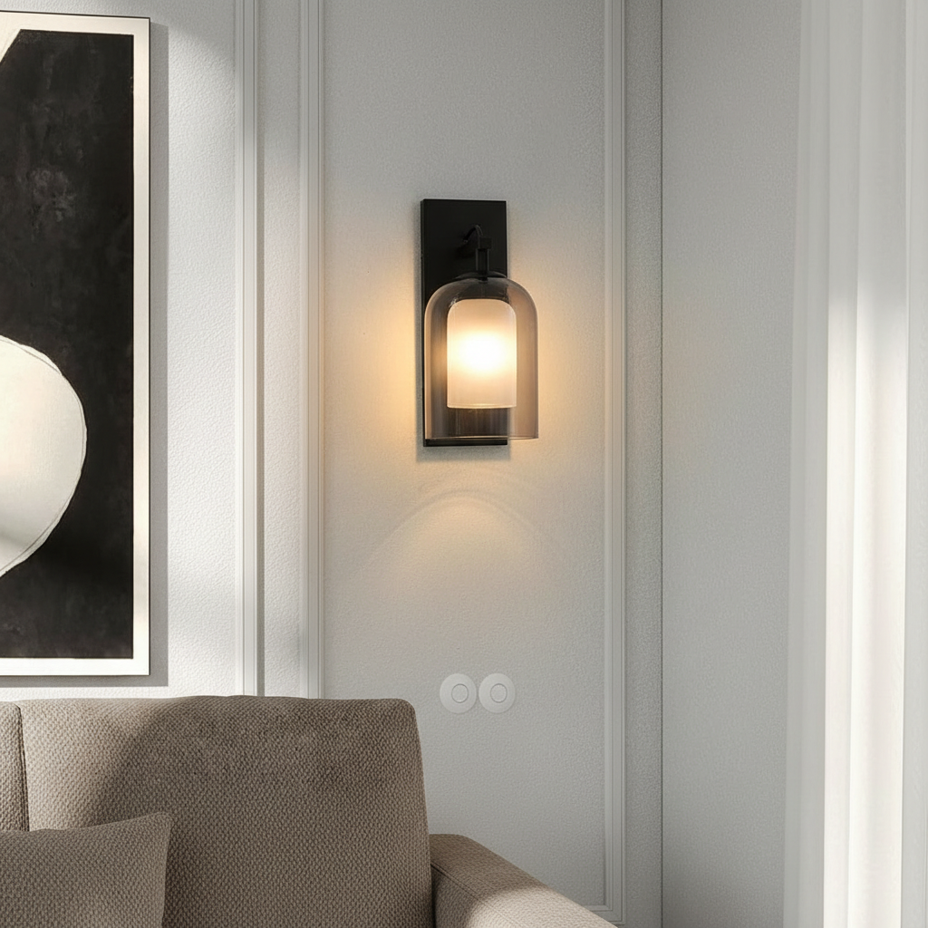 Cloche Mid-Century Smoked Glass Wall Sconce Primary Perspective