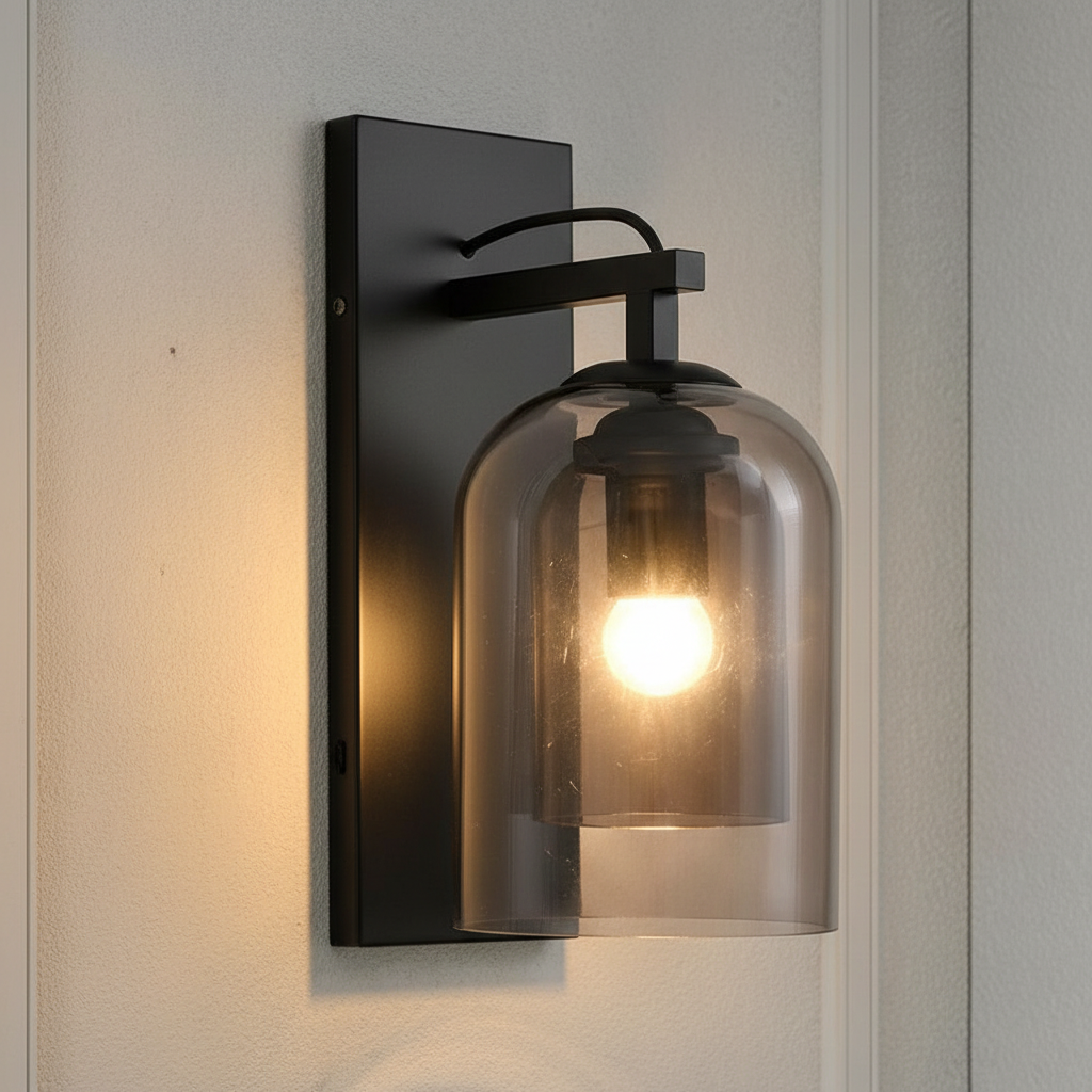 Cloche Mid-Century Smoked Glass Wall Sconce Angle 3
