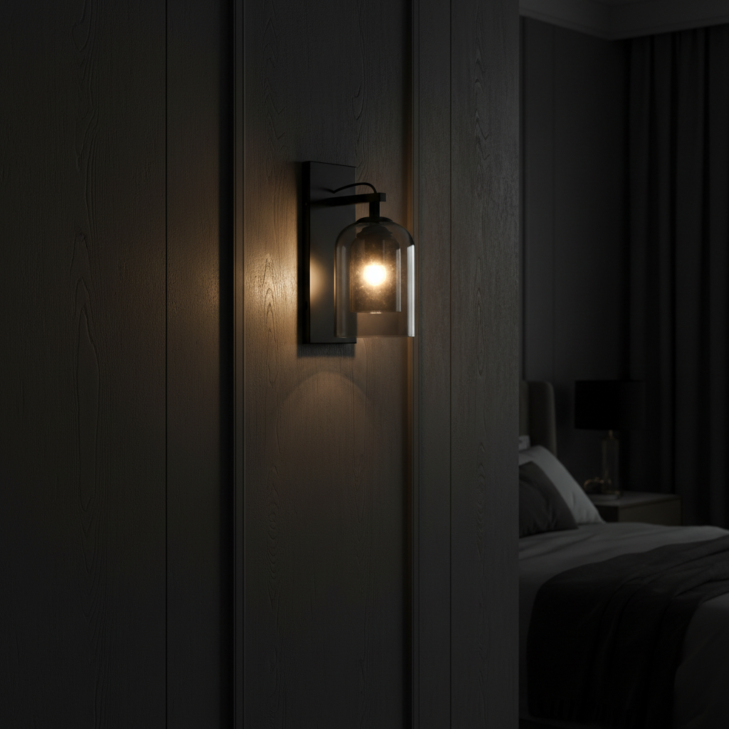Cloche Mid-Century Smoked Glass Wall Sconce Detail Perspective