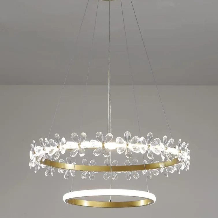 Fiora 80cm Dual-Ring K9 Crystal Flower Chandelier