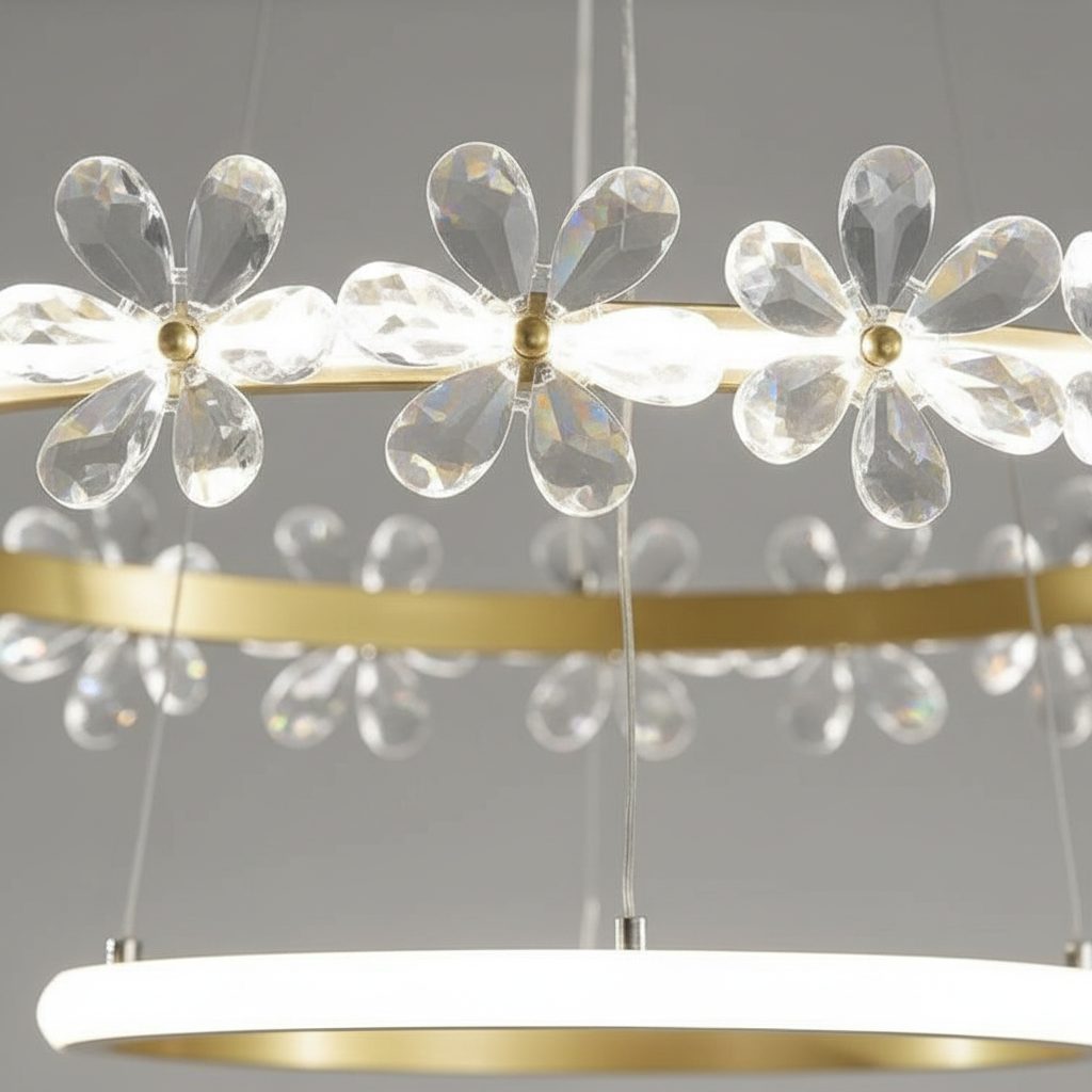 Fiora 80cm Dual-Ring K9 Crystal Flower Chandelier Angle 3
