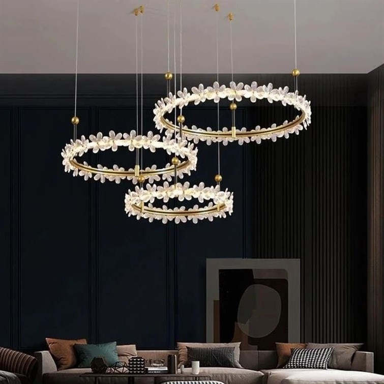 Fiora Bloom 80/60/40 3-Ring Crystal Chandelier