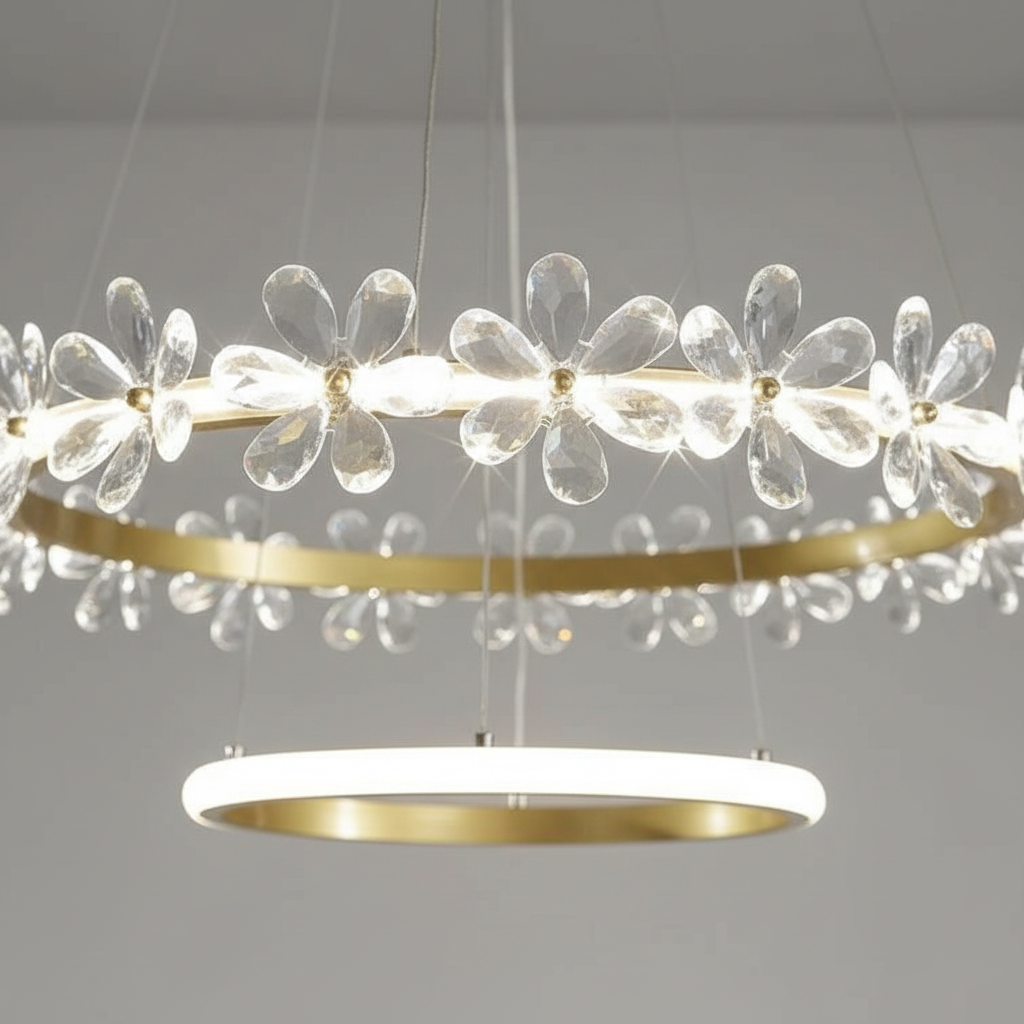 Flora Aura 80cm Dual-Ring K9 Crystal Chandelier Angle 3