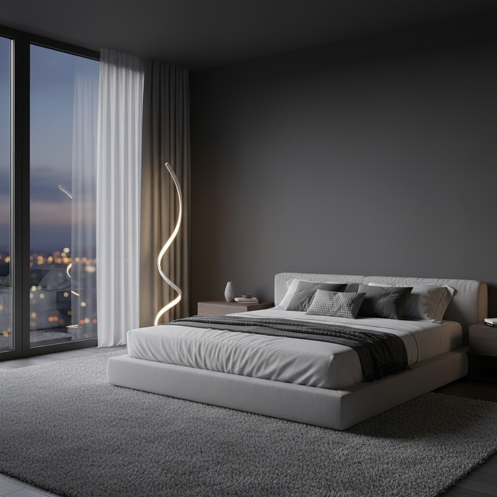 Helios 1500 Sculptural Spiral LED Floor Lamp Angle 4