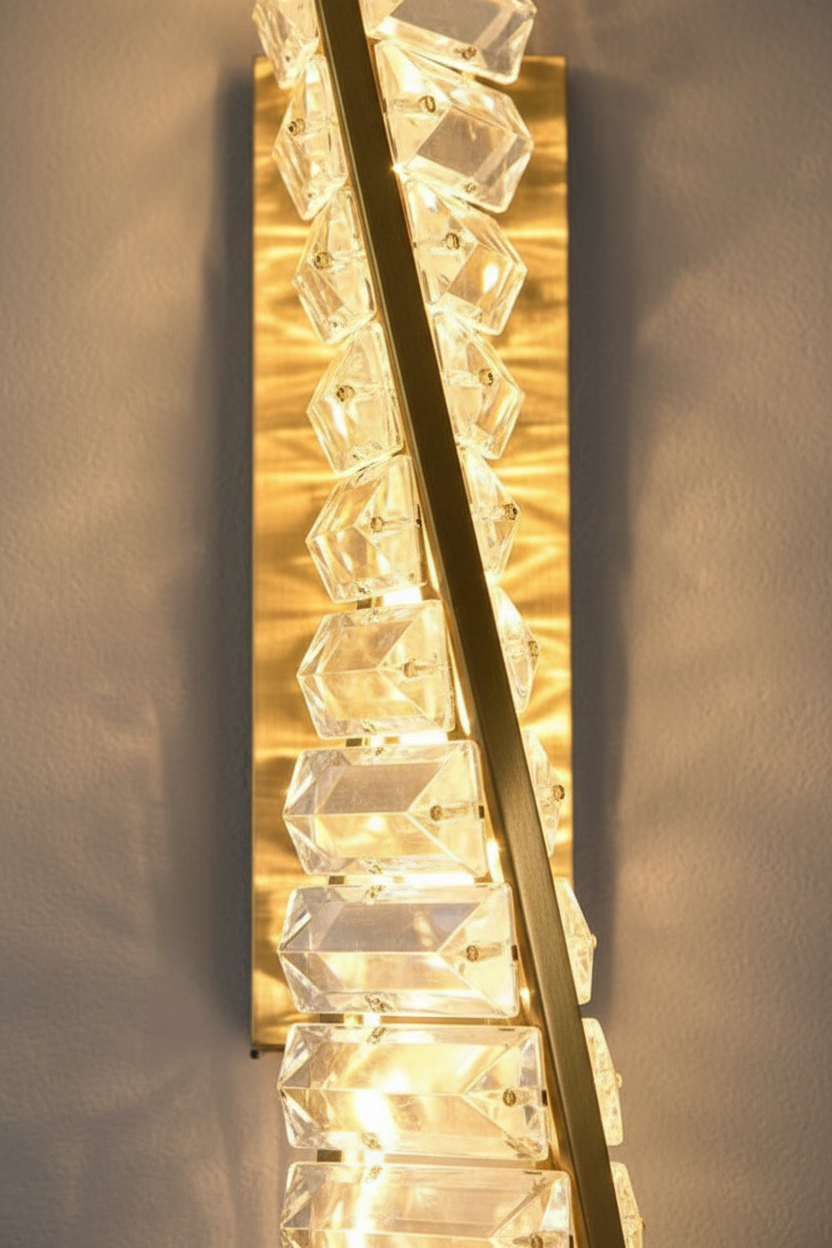 Helios 50cm Twisted K9 Crystal Wall Sconce Angle 3