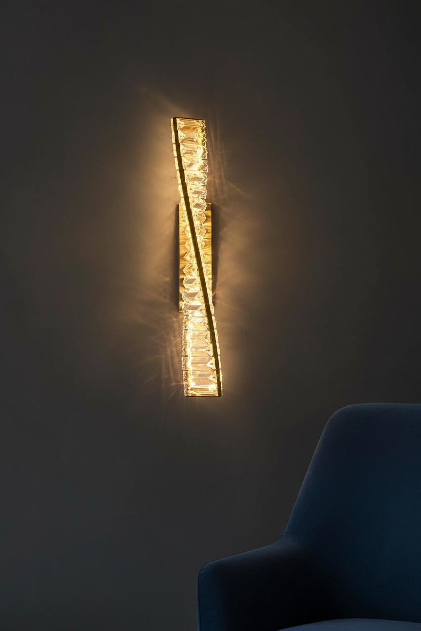 Helios 50cm Twisted K9 Crystal Wall Sconce Angle 4
