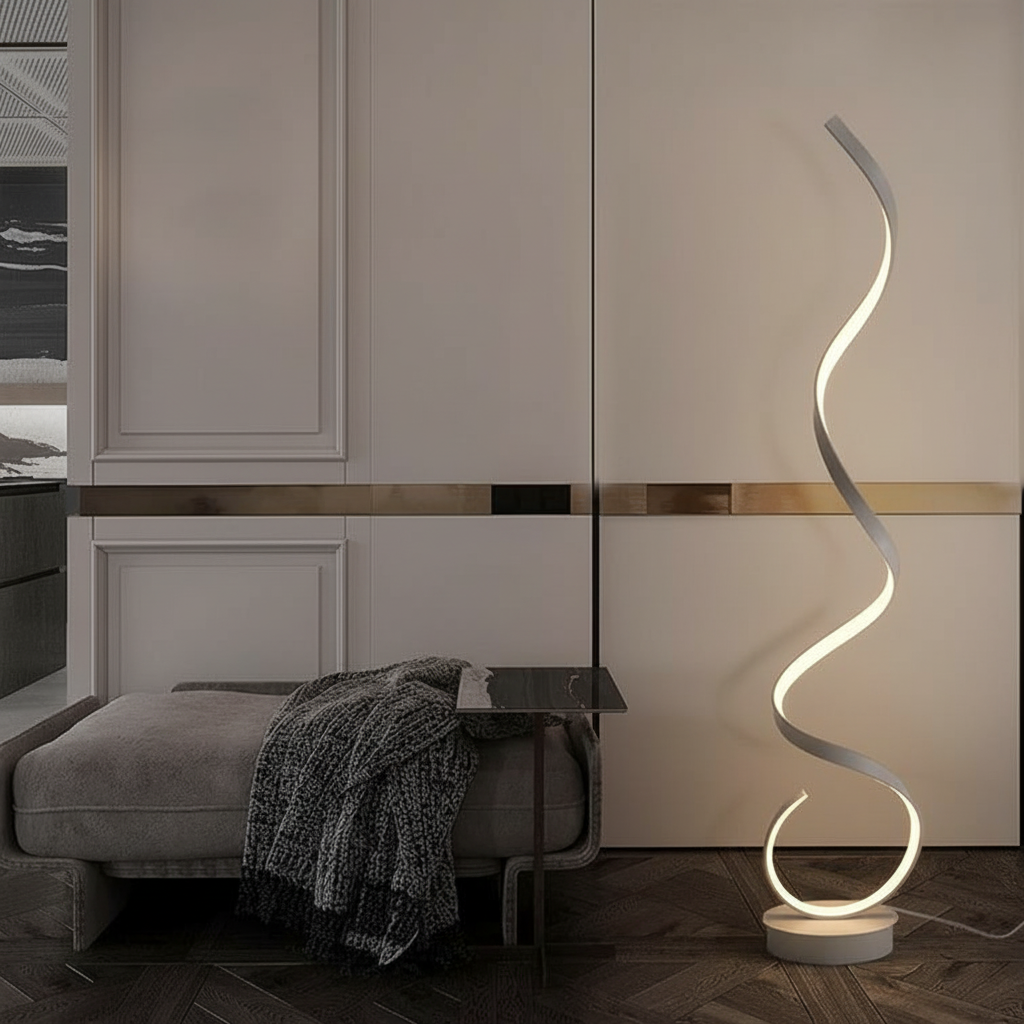 Helixia Sculptural LED Floor Lamp Detail Perspective