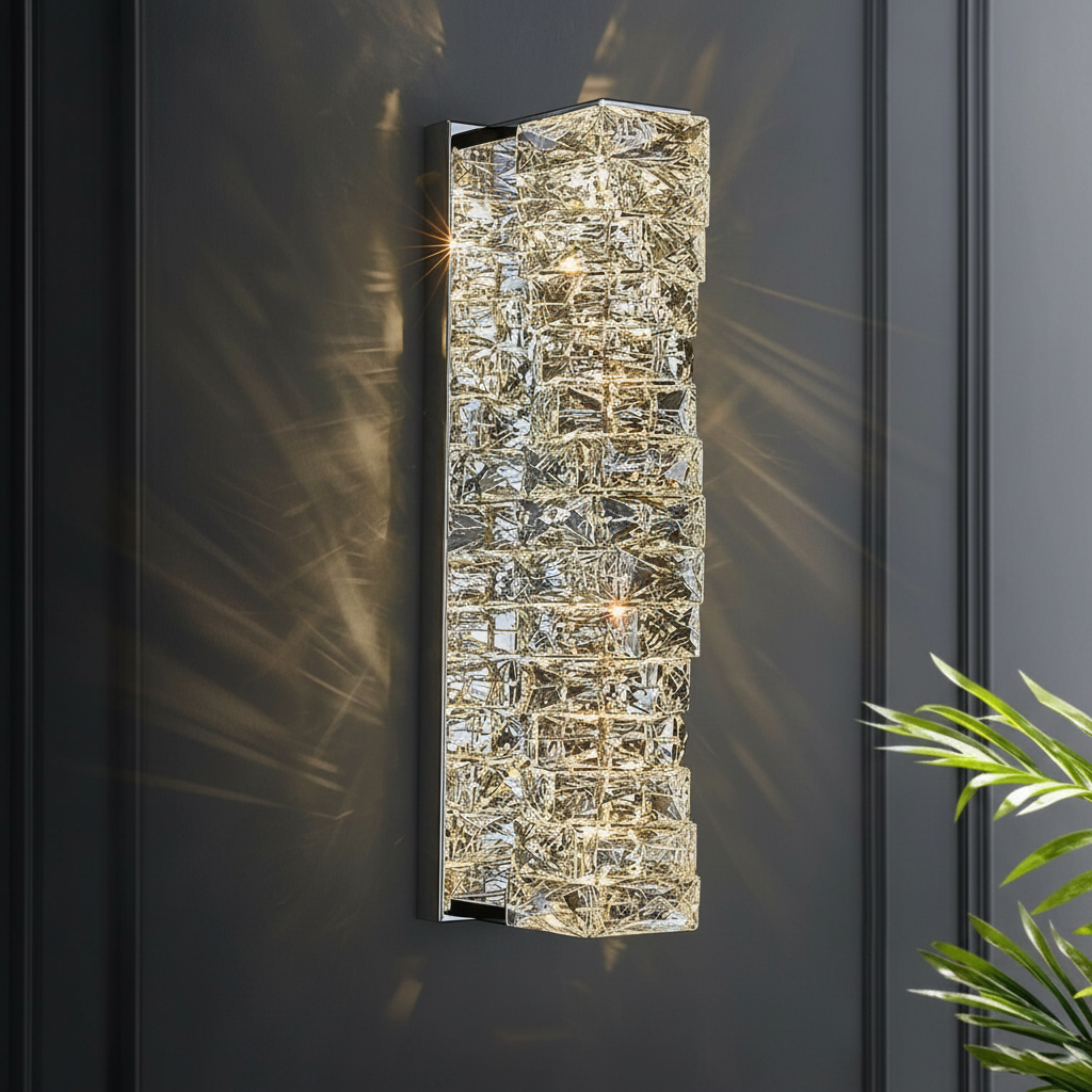 Ice Cube 45cm LED Crystal Wall Sconce Angle 2