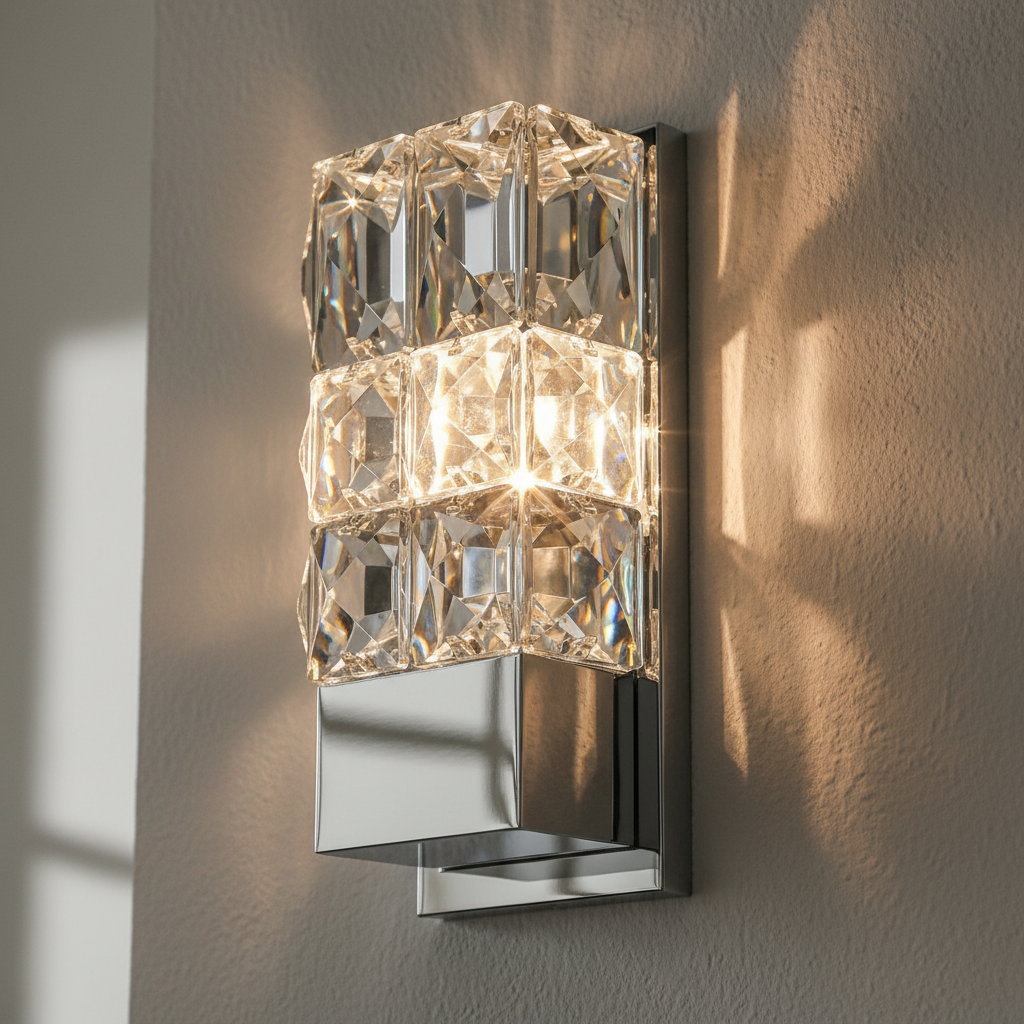 Ice Cube 45cm LED Crystal Wall Sconce Angle 3