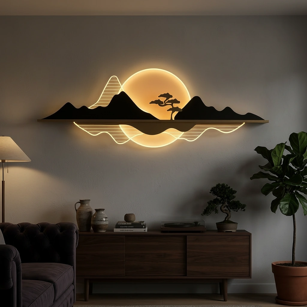Komorebi 120cm Japandi Landscape Wall Sconce Angle 4