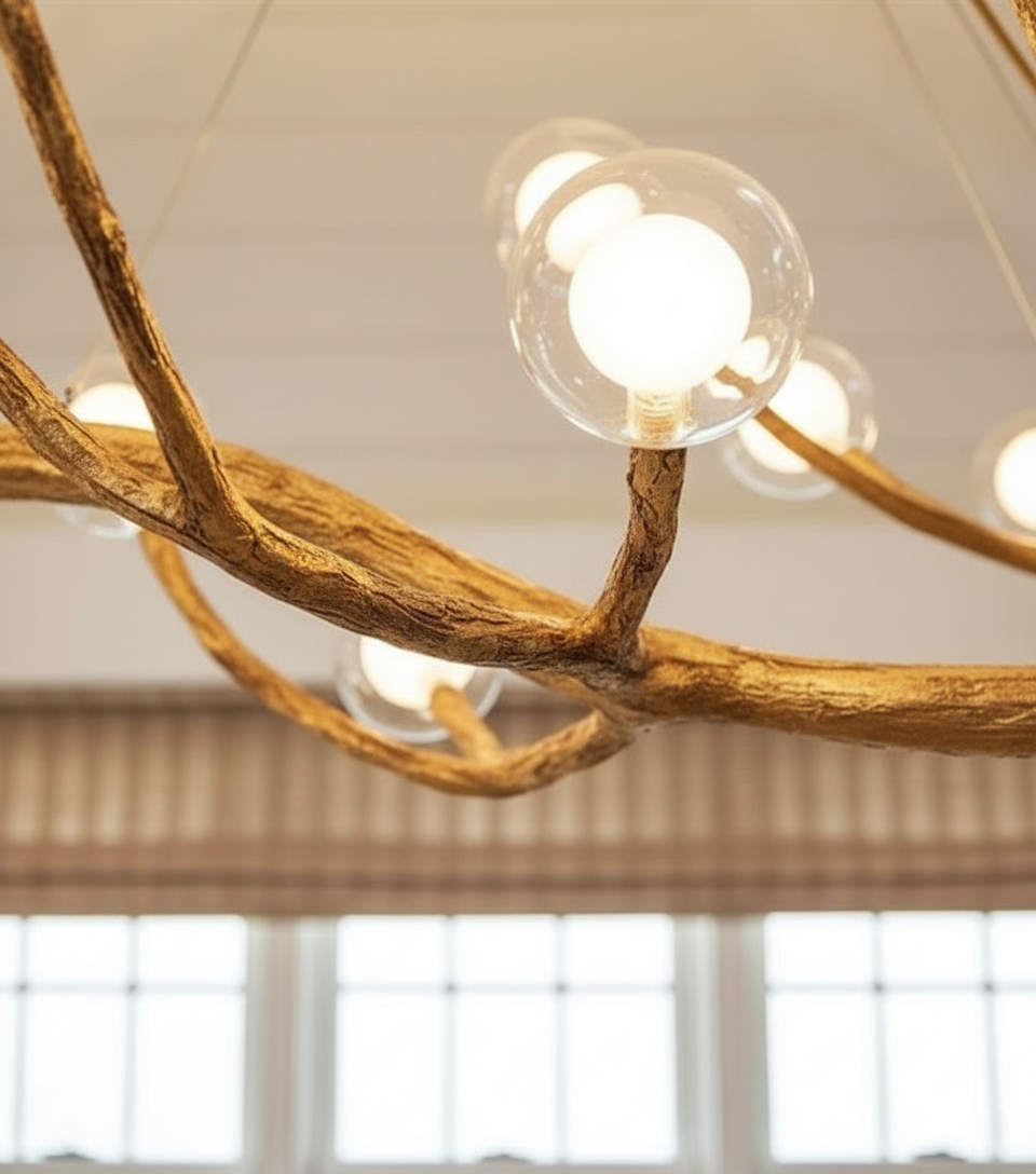 Kuzi 20-Light Gilded Branch Chandelier Angle 3