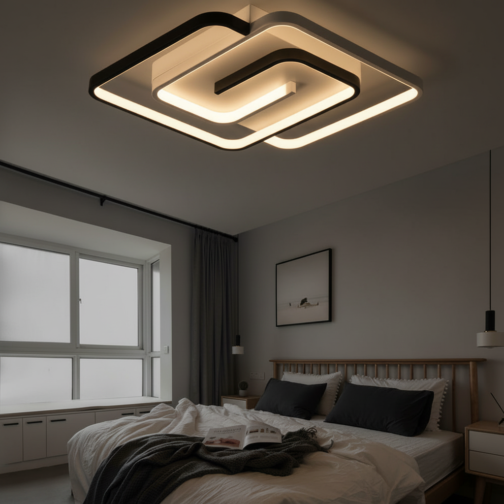Labyrinth 50cm Square LED Ceiling Light Detail Perspective