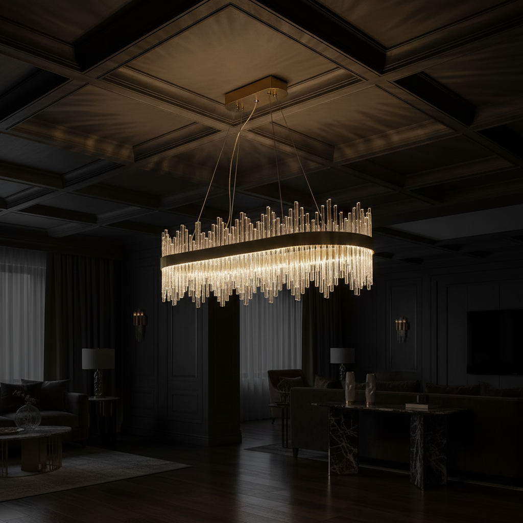 Manhattan 120cm Linear K9 Crystal Chandelier Angle 4