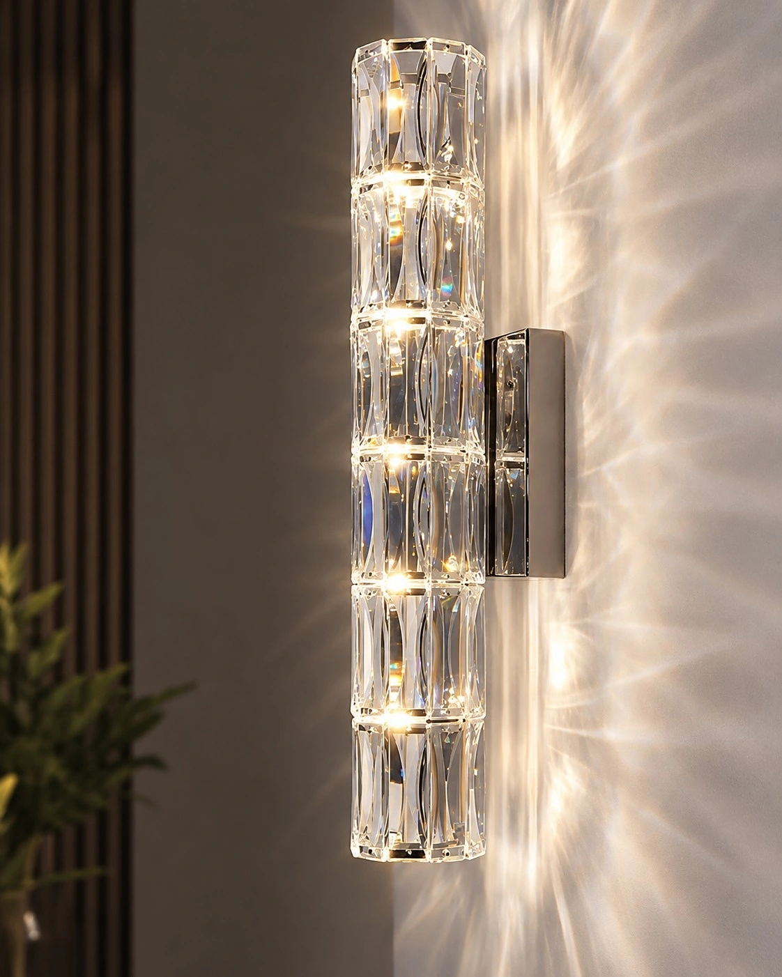 Manhattan 4-Tier Crystal Column Wall Sconce