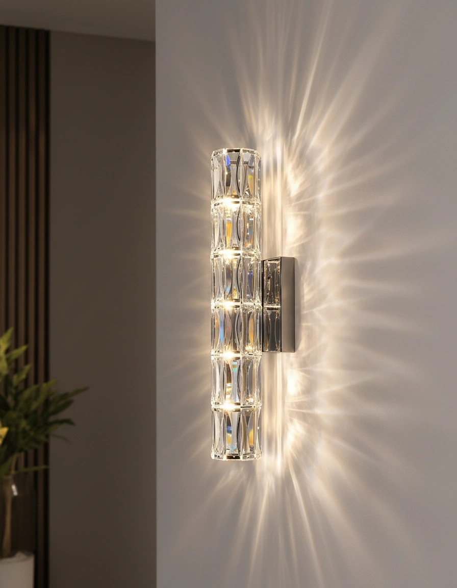 Manhattan 4-Tier Crystal Column Wall Sconce Angle 2