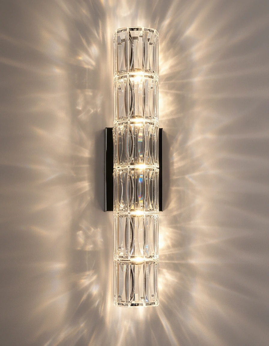 Manhattan 4-Tier Crystal Column Wall Sconce Angle 3