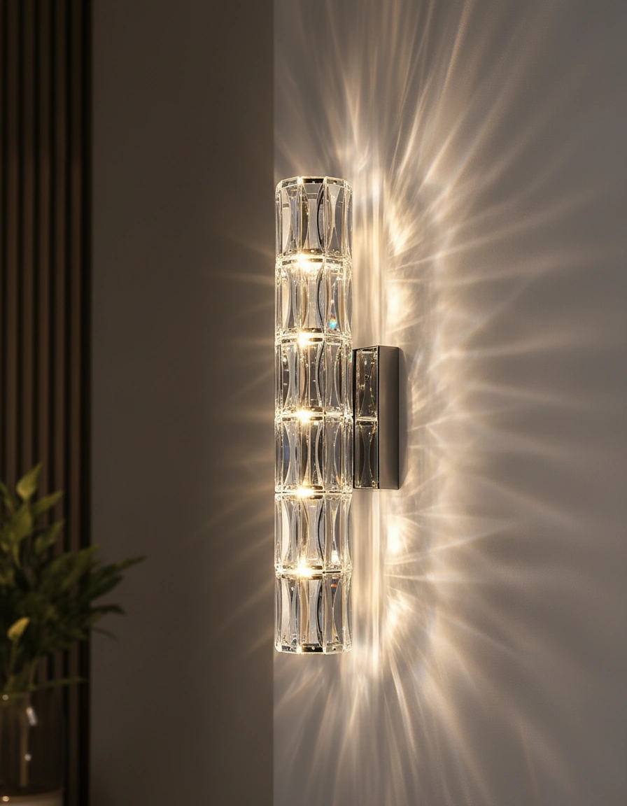 Manhattan 4-Tier Crystal Column Wall Sconce Angle 4