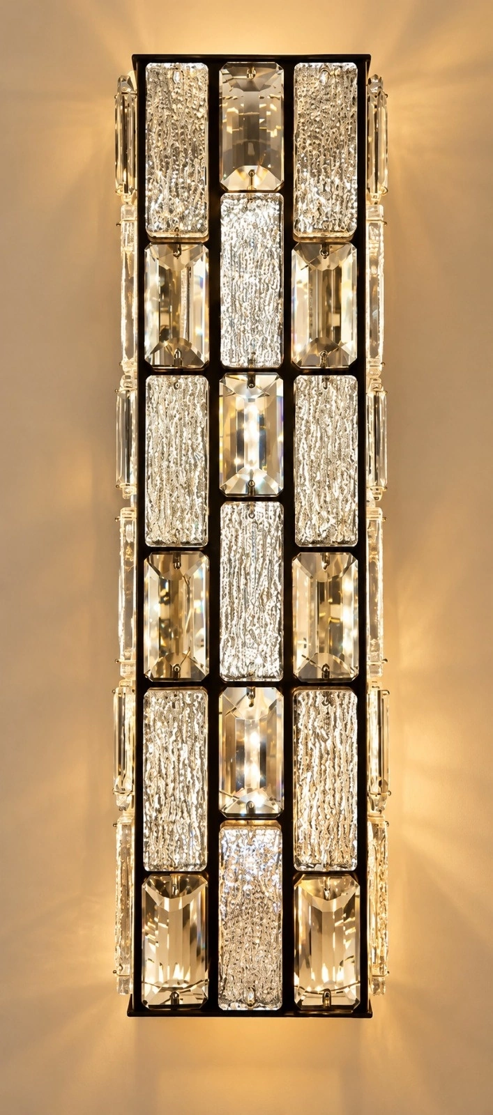 Manhattan Grid Art Deco Crystal Wall Sconce