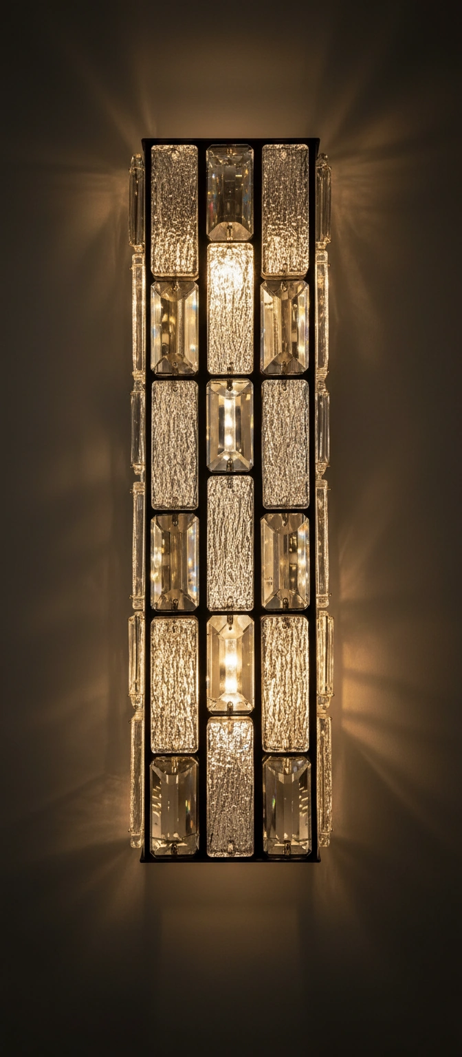 Manhattan Grid Art Deco Crystal Wall Sconce Angle 4