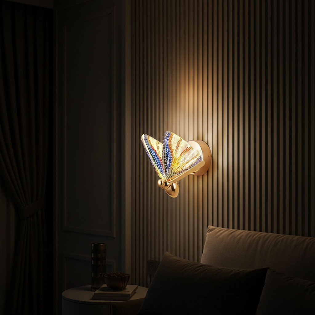 Mariposa Mosaic Butterfly Wall Sconce Angle 4