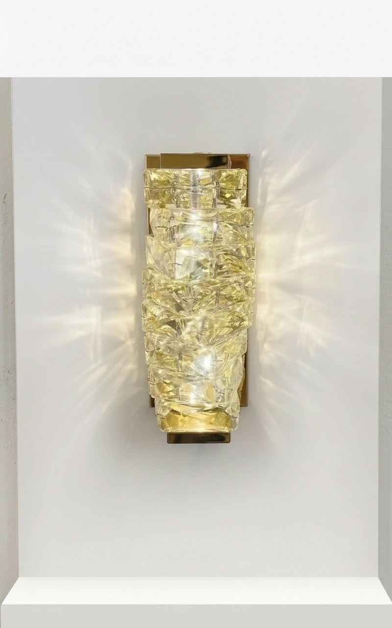Murano Ice Block Polished Brass Wall Sconce Angle 3